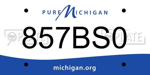 857BS0 Michigan License Plate