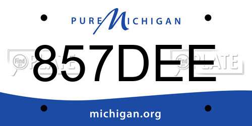 857DEE Michigan License Plate