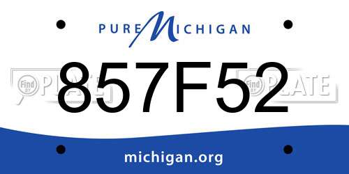 857F52 Michigan License Plate