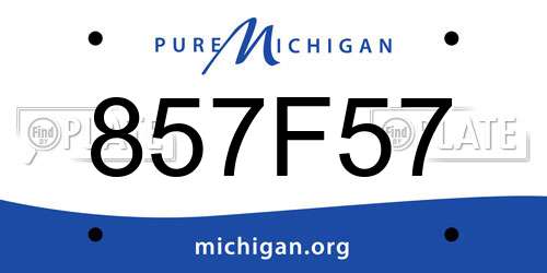 857F57 Michigan License Plate