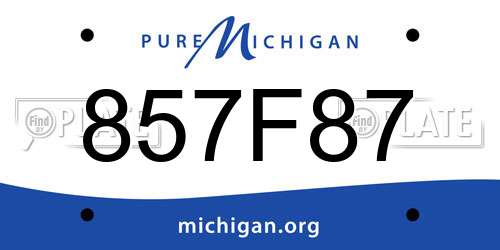 857F87 Michigan License Plate