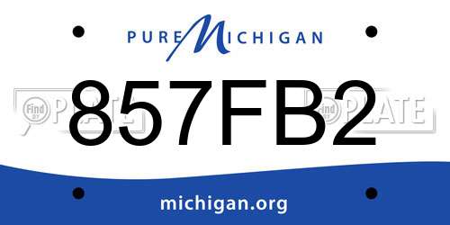 857FB2 Michigan License Plate