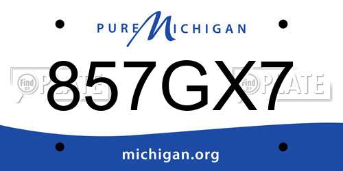 857GX7 Michigan License Plate
