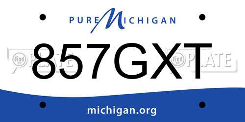 857GXT Michigan License Plate