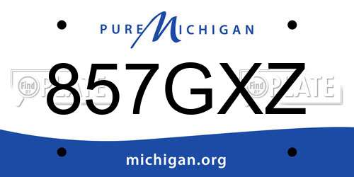857GXZ Michigan License Plate