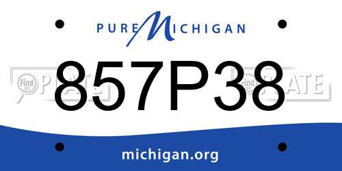 857P38 Michigan License Plate