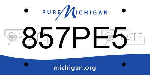 857PE5 Michigan License Plate