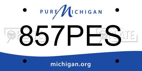 857PES Michigan License Plate