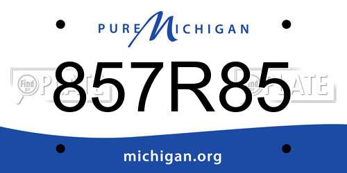 857R85 Michigan License Plate