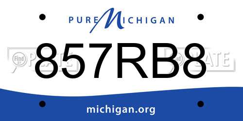 857RB8 Michigan License Plate