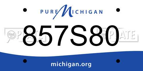 857S80 Michigan License Plate