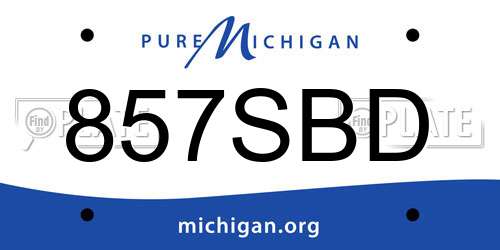857SBD Michigan License Plate