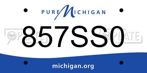 857SS0 Michigan License Plate