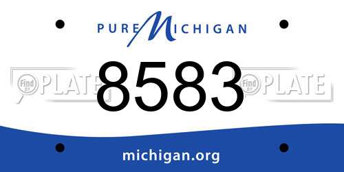 8583 Michigan License Plate