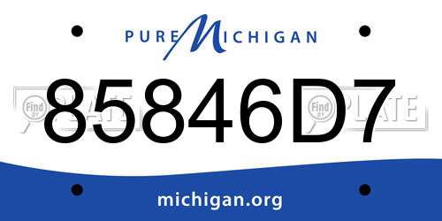 85846D7 Michigan License Plate