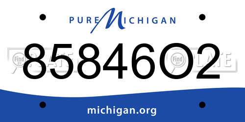 85846O2 Michigan License Plate