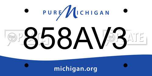 858AV3 Michigan License Plate