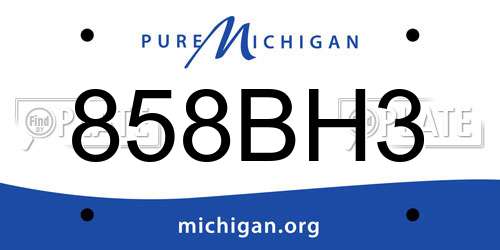 858BH3 Michigan License Plate