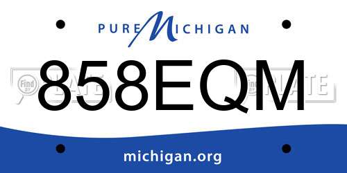 858EQM Michigan License Plate