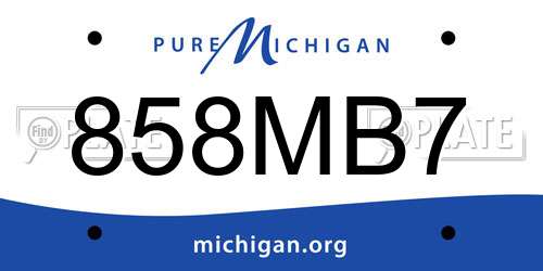 858MB7 Michigan License Plate