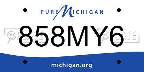 858MY6 Michigan License Plate