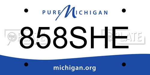 858SHE Michigan License Plate