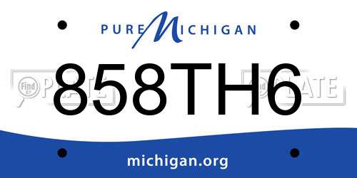 858TH6 Michigan License Plate