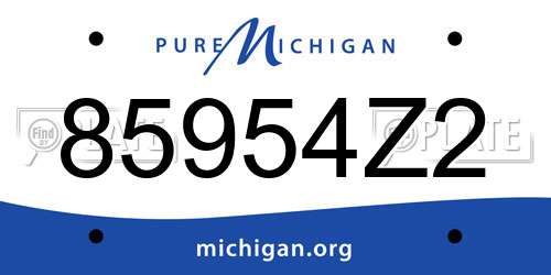 85954Z2 Michigan License Plate