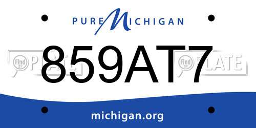 859AT7 Michigan License Plate