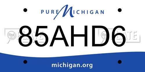 85AHD6 Michigan License Plate