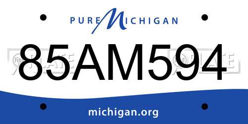 85AM594 Michigan License Plate