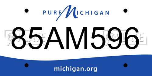 85AM596 Michigan License Plate