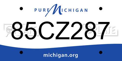 85CZ287 Michigan License Plate