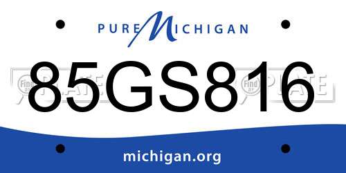 85GS816 Michigan License Plate