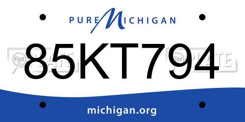 85KT794 Michigan License Plate
