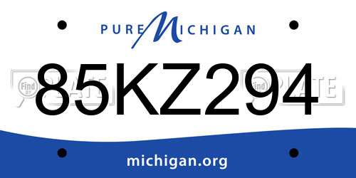 85KZ294 Michigan License Plate