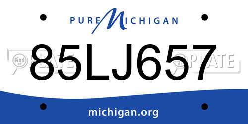 85LJ657 Michigan License Plate