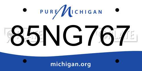 85NG767 Michigan License Plate