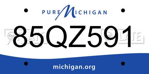 85QZ591 Michigan License Plate