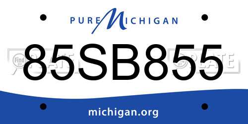 85SB855 Michigan License Plate