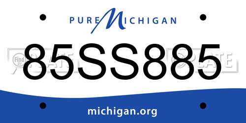 85SS885 Michigan License Plate