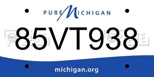 85VT938 Michigan License Plate