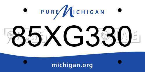 85XG330 Michigan License Plate