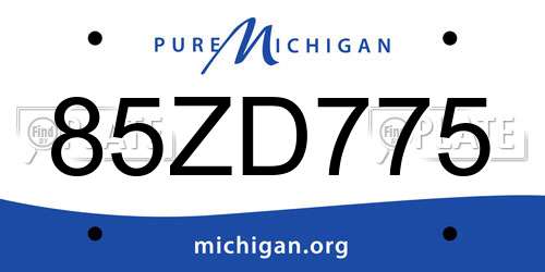 85ZD775 Michigan License Plate