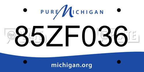 85ZF036 Michigan License Plate