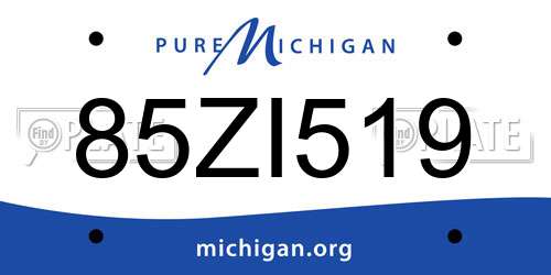 85ZI519 Michigan License Plate
