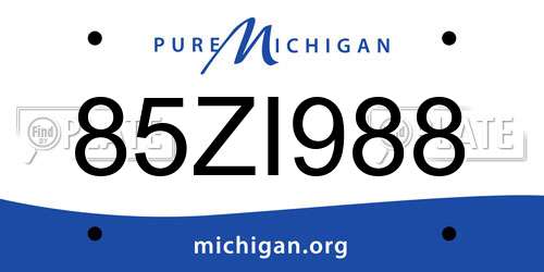 85ZI988 Michigan License Plate