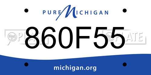 860F55 Michigan License Plate