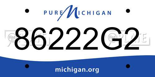 86222G2 Michigan License Plate
