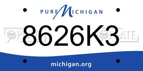 8626K3 Michigan License Plate